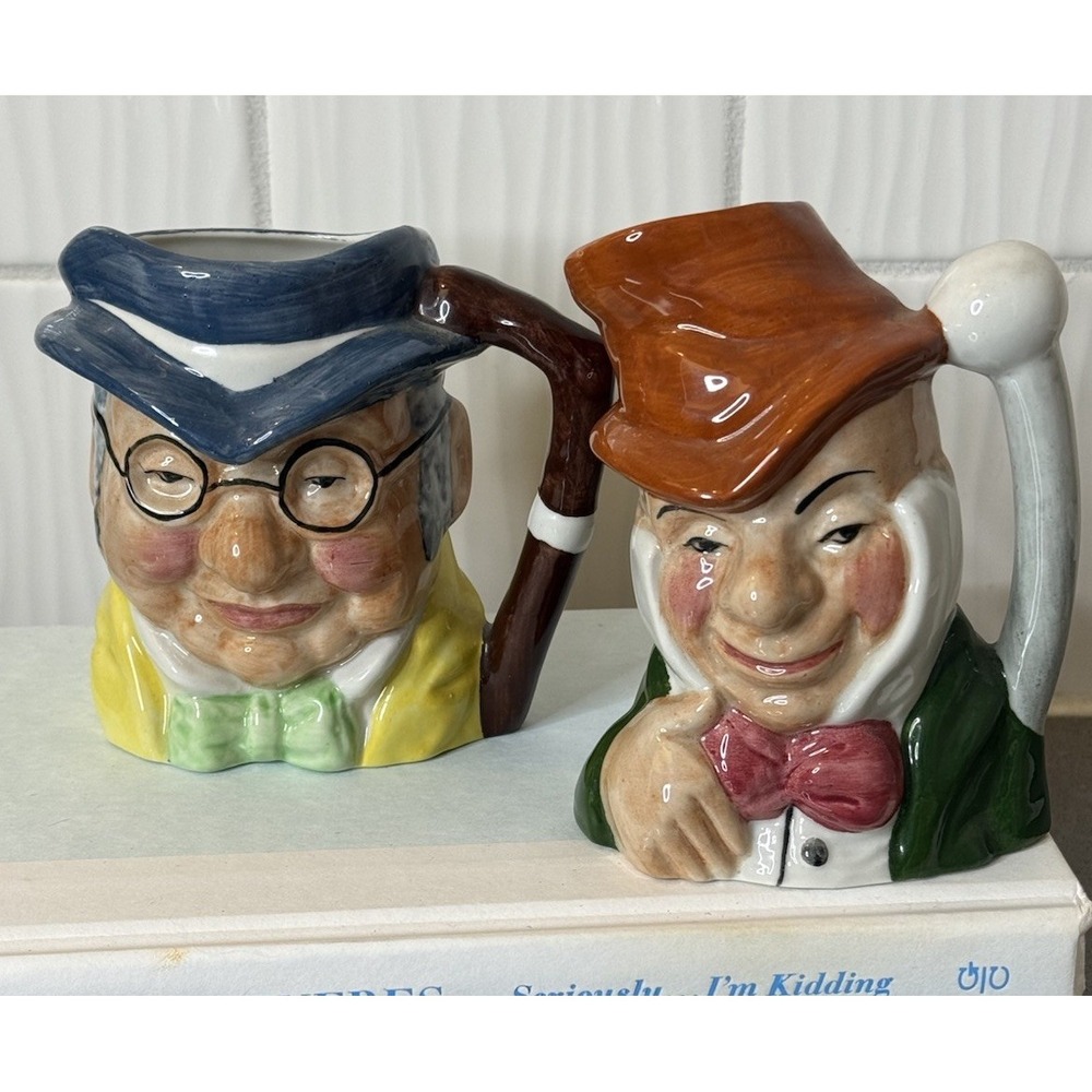 Lot 2 Vintage Artone Toby Jug Hand Painted Miniature approx 4" Mug England VGUC
